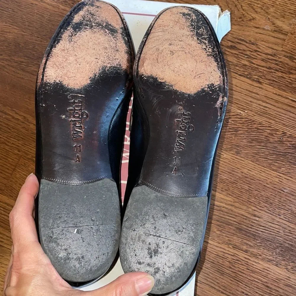 E.T. Wright Woven Vamp black leather slip on loafers‎ with tassels
